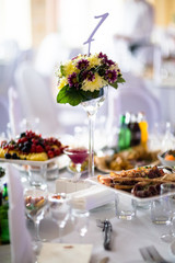 Set the table with different dishes for a Banquet.