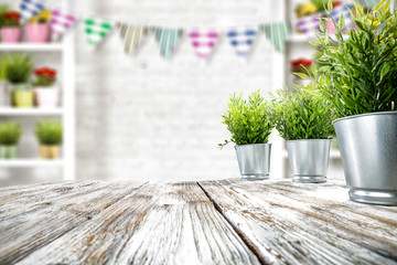Fototapeta premium desk of free space and easter time 