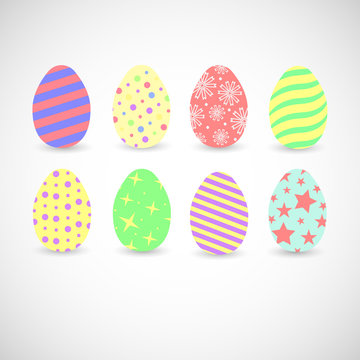 Set of easter eggs in flat design. Vector illustration.