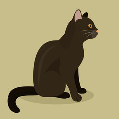 Black cat cute kitty pet cartoon cute animal cattish character catlike illustration