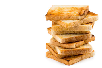 stack of toast Bread isolated on white background with copy space