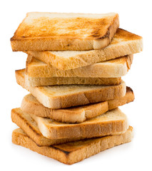 stack of toast Bread isolated on white background - obrazy, fototapety, plakaty