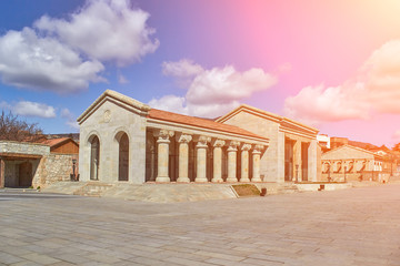 Bagrat Temple in Kutaisi, Georgia. Sun flare