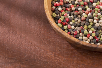 Mixed pepper color on rustic background