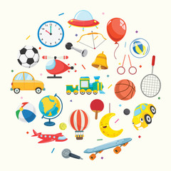 Vector Illustration Of Kids Toys