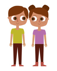 brother and sister happy children cartoon vector illustration