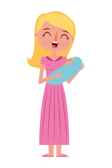 mom holds the baby in her arms vector illustration