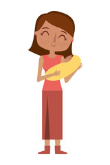 mom holds the baby in her arms vector illustration