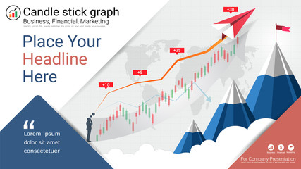 Abstract candlestick and financial graph charts, Global network connection and Business analytics, Forex stock market investment trading, Bullish point, Bearish point.