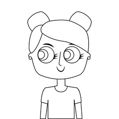 happy cute teen girl daughter cartoon vector illustration thin line