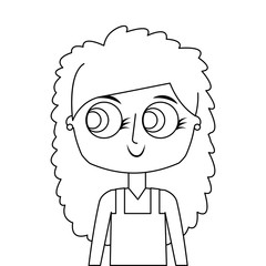happy cute teen girl daughter cartoon vector illustration thin line