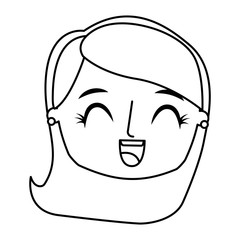 beautiful young teenager happy face girl smiling vector illustration thin line