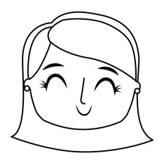 Obraz na płótnie Canvas beautiful young teenager happy face girl smiling vector illustration thin line