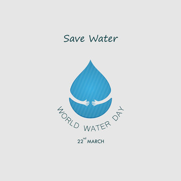 Water drop with human hand vector logo design template.World Water Day icon.World Water Day idea campaign for greeting card and poster.Vector illustration