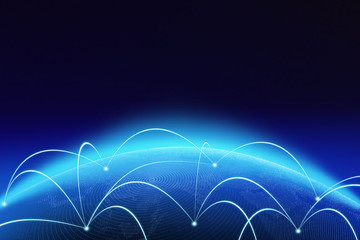 Internet Concept of global business, connection symbols communication lines, 3d illustration © tampatra