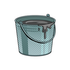 Bucket with cement mortar pop art vector