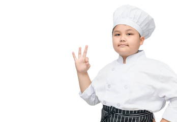 fat boy chef cook showing ok sign