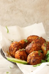 Homemade Roasted  Bombay Baby Potatoes, selective focus