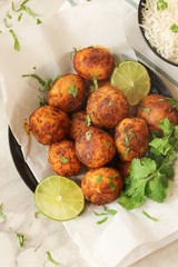 Homemade Roasted  Bombay Baby Potatoes, selective focus