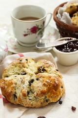 Homemade Irish soda bread with raisins  / St. patrick's day food, selective focus