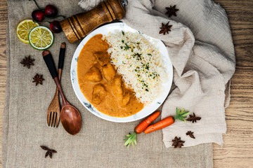 Handmade Indian curry chicken rice
