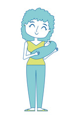 mom holds the baby in her arms vector illustration green image