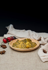 Indian Cuisine of Spinach and Potatoes