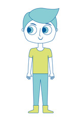cartoon little boy is standing character vector illustration green image