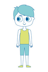 cartoon little boy is standing character vector illustration green image