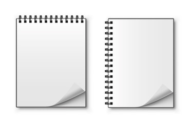 Realistic spiral notebook. Blank notepad. Vector