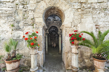 Fototapeta na wymiar Door entrance to Arab baths, arab legacy in Majorca, Balearic Islands. Palma de Mallorca. Spain.