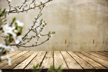 desk of free space and spring time 