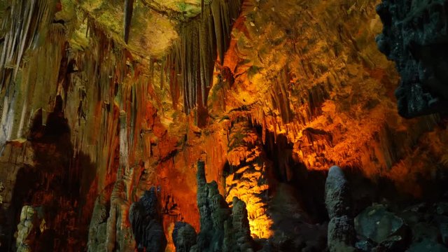 beautiful view lighting cave- Grotte di Castellana, Italy
