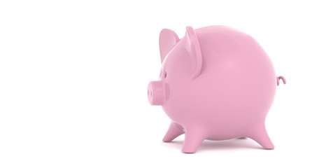 3D Rendering Of Realistic Piggy Bank On White Background