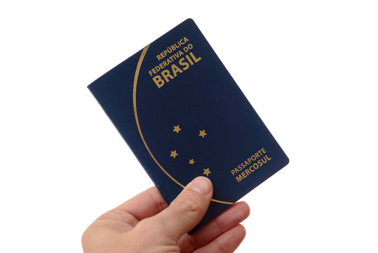 Brazilian passport on white background. Important document for travel abroad.