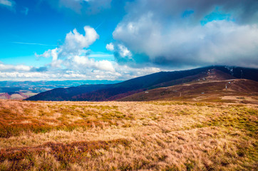 Autumn mountains in cloudly day