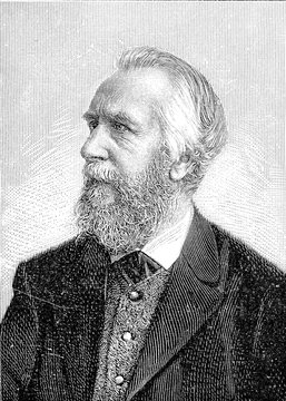 Vintage engraved portrait of Ernst Haeckel, German naturalist and artist, famous for his multicolor illustrations of animals and sea creatures