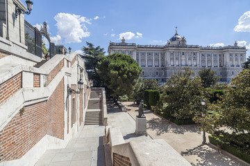 Palacio Real, royal palace, view from Sabatini gardens, Madrid.Spain.
