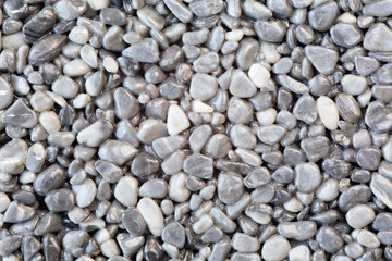 Close up of a natural stone carpet. Decorative stone coating. Slip resistant floor finish...