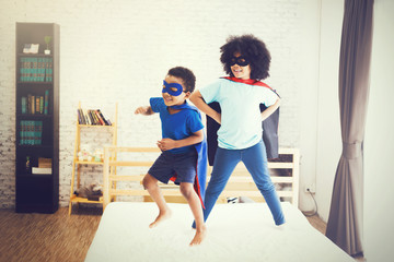 Fototapeta na wymiar African American happy and confident young kids playing .