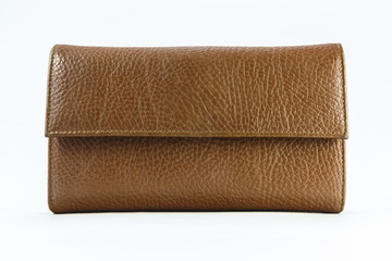 Brown female purse on a white background