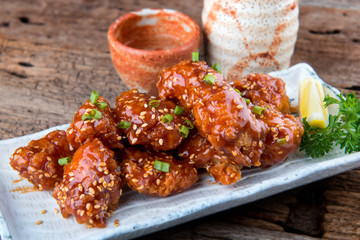 Korean style spicy crispy chicken.
