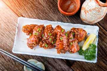 Korean style spicy crispy chicken.