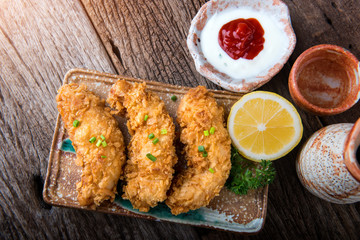 Crispy chicken tenderloid deep fried.