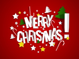 Merry Christmas celebration greeting card design vector illustration