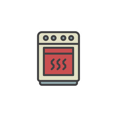 Oven filled outline icon, line vector sign, linear colorful pictogram isolated on white. Stove symbol, logo illustration. Pixel perfect vector graphics
