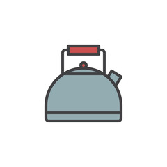 Kettle filled outline icon, line vector sign, linear colorful pictogram isolated on white. Tea pot symbol, logo illustration. Pixel perfect vector graphics