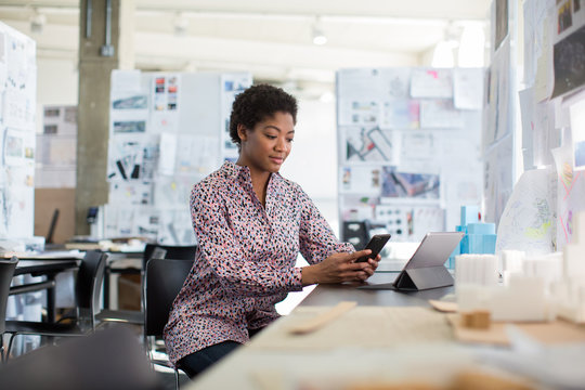 African american female working in creative office