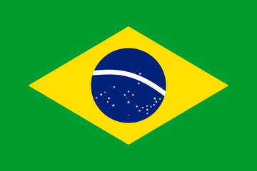 Fototapeta premium Flag of Brazil. Symbol of Independence Day, souvenir soccer game, button language, icon.