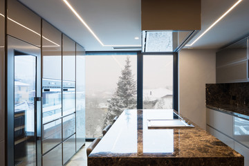 Modern marble kitchen with island